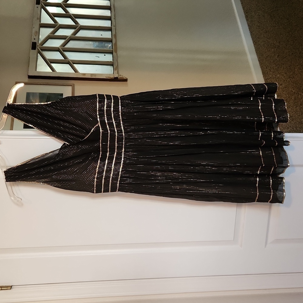 Adrianna black and gold fit and‎ flare dress, size 8